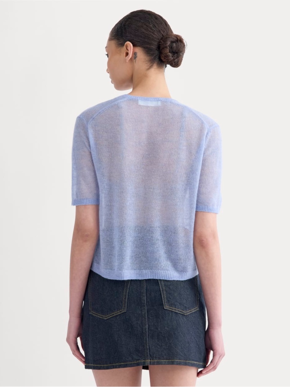 Everlane The Air Alpaca Short Sleeve Cardigan in blue Size XXL NWOT - Picture 7 of 7
